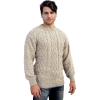 Aran Crafts Basket Stitch Crew Neck Sweater (100% Wool)(Skiddaw)