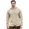 Aran Crafts Irish Mens Kangaroo Pocket Sweater, 100% Donegal Wool (K3084)(Beige)