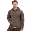 Aran Crafts Irish Mens Kangaroo Pocket Sweater, 100% Donegal Wool (K3084)(Brown)