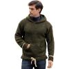 Aran Crafts Irish Mens Kangaroo Pocket Sweater, 100% Donegal Wool (K3084)(Forest Green)