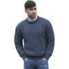 Aran Crafts Irish Soft Cable Knitted Crew Neck Unisex Sweater (100% Pure New Wool)(Caspian)