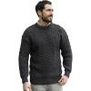 Aran Crafts Irish Soft Cable Knitted Crew Neck Unisex Sweater (100% Pure New Wool)(Charcoal)