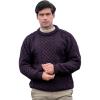Aran Crafts Irish Soft Cable Knitted Crew Neck Unisex Sweater (100% Pure New Wool)(Damson)