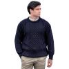Aran Crafts Irish Soft Cable Knitted Crew Neck Unisex Sweater (100% Pure New Wool)(Navy)