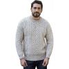 Aran Crafts Irish Soft Cable Knitted Crew Neck Unisex Sweater (100% Pure New Wool)(Skiddaw)