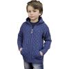 Aran Crafts Kid’s Irish Cable Knitted Hooded Zip Cardigan (100% Merino Wool)(Marl Blue)