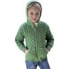 Aran Crafts Kid’s Irish Cable Knitted Hooded Zip Cardigan (100% Merino Wool)(Marl Green)