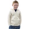 Aran Crafts Kid’s Irish Cable Knitted Hooded Zip Cardigan (100% Merino Wool)(Natural)
