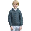 Aran Crafts Kid’s Shawl Neck Sweater, 100% Merino Wool, Fisherman Sweater-Style Knit, Made in Ireland(Peacock)