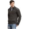 Aran Crafts Men’s Cable Knit Shoulder Detail Zipped Cardigan (100% Merino Wool)(Charcoal)