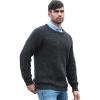 Aran Crafts Men’s Fisherman Irish Rib Crew Neck Wool Sweater (100% Pure Wool)(Charcoal)