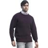 Aran Crafts Men’s Fisherman Irish Rib Crew Neck Wool Sweater (100% Pure Wool)(Damson)