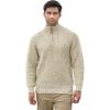 Aran Crafts Men’s Half Zip Rib Sweater, 100% Wool, Made in Ireland(Natural Fleck)
