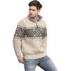 Aran Crafts Men’s Irish Cable Knit Half Zip Jacquard Sweater (100% Merino Wool)(Oatmeal)