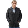Aran Crafts Men’s Irish Cable Knitted Cardigan Sweater (100% Merino Wool)(Charcoal)