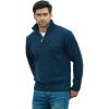 Aran Crafts Men’s Irish Cable Knitted Half Zip Sweater (100% Donegal Wool)(Denim)