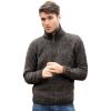 Aran Crafts Men’s Irish Cable Knitted Half Zip Sweater (100% Donegal Wool)(Graphite Brown)