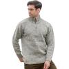 Aran Crafts Men’s Irish Cable Knitted Half Zip Sweater (100% Donegal Wool)(Light Grey)