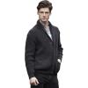Aran Crafts Men’s Irish Cable Knitted Ribbed Shawl Cardigan (100% Merino Wool)(Charcoal)