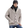 Aran Crafts Men’s Irish Cable Knitted Ribbed Shawl Cardigan (100% Merino Wool)(Oatmeal)