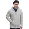 Aran Crafts Men’s Irish Cable Knitted Zip Hooded Cardigan (100% Merino Wool)(Oatmeal)