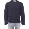 Aran Crafts Mens Plain Curl Neck Long Sleeve Sweater (100% Wool)(Navy)
