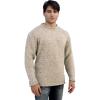 Aran Crafts Mens Plain Curl Neck Long Sleeve Sweater (100% Wool)(Skiddaw)