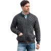 Aran Crafts Mens Zip Cardigan 100% Merino Wool, Made in Ireland(Charcoal Marl)