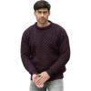 Aran Crafts Unisex Irish Cable Knitted Crew Neck Sweater (100% Merino Wool)(Damson)