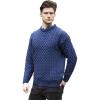 Aran Crafts Unisex Irish Cable Knitted Crew Neck Sweater (100% Merino Wool)(Denim)
