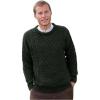 Aran Crafts Unisex Irish Cable Knitted Crew Neck Sweater (100% Merino Wool)(Green)