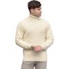Aran Crafts Unisex Irish Cable Knitted Soft Roll Neck Sweater (100% Merino Wool)(Natural)
