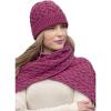 Aran Crafts Women’s Cable Knit Heart Pattern Hat (100% Super Soft Merino Wool)(Magenta)