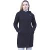 Aran Crafts Women’s Cable Knit Long Hooded Side Zip Coat (100% Merino Wool)(Navy)