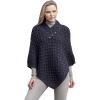 Aran Crafts Women’s Cable Knit Nua Button Poncho (100% Super Soft Merino Wool)(Ink Marl)
