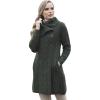 Aran Crafts Women’s Cable Knit Soft Collar 3 Button Coat (100% Merino Wool)(Army Green)