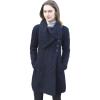 Aran Crafts Women’s Cable Knit Soft Collar 3 Button Coat (100% Merino Wool)(Navy)
