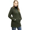 Aran Crafts Women’s Irish Cable Knitted Wool Hooded Zip Coat (100% Merino Wool)(Army Green)