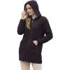 Aran Crafts Women’s Irish Cable Knitted Wool Hooded Zip Coat (100% Merino Wool)(Damson)