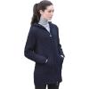 Aran Crafts Women’s Irish Cable Knitted Wool Hooded Zip Coat (100% Merino Wool)(Navy)