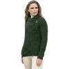 Aran Crafts Women’s Irish Cable Knitted Wool Side Zip Cardigan (100% Merino Wool)(Army Green)