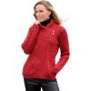 Aran Crafts Women’s Irish Cable Knitted Wool Side Zip Cardigan (100% Merino Wool)(Cherry Red)