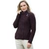 Aran Crafts Women’s Irish Cable Knitted Wool Side Zip Cardigan (100% Merino Wool)(Damson)