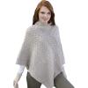 Aran Crafts Women’s Irish Soft Cable Knitted Poncho Cape (100% Merino Wool)(Parsnip)
