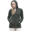 Aran Crafts Women’s Soft Cable Knit Honeycomb Hood Cardigan (100% Merino Wool)(Army Green)
