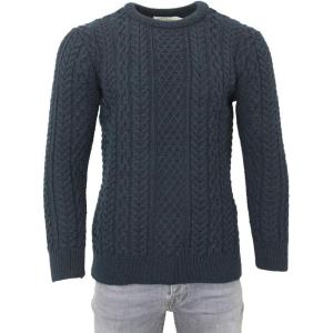 Aran Crafts Aran Crew Neck Sweater (100% Wool)(Blackwatch)