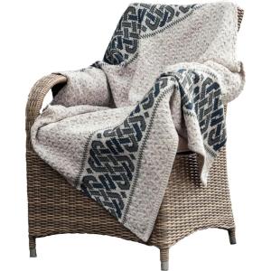 Aran Crafts Celtic Jacquard Pattern 100% Merino Wool Throw Blanket 40″ x 60″ (X5098-OAT)(Oatmeal Nep)