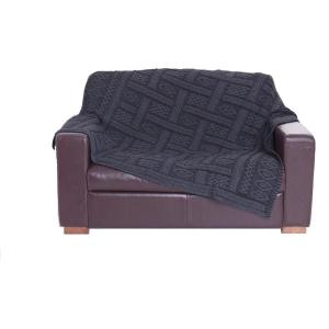 Aran Crafts Couch Cover Two Tone Irish Plated Throw Blanket (100% Merino Wool)