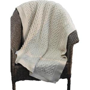 Aran Crafts Heart Pattern Throw Cover Blanket (100% Super Soft Merino Wool)