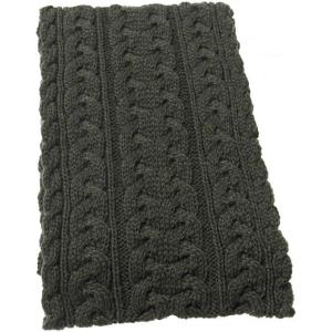 Aran Crafts Irish Cable Knitted Heavyweight Cold Weather Scarf 10″x64″ (100% Merino Wool)(Army Green)
